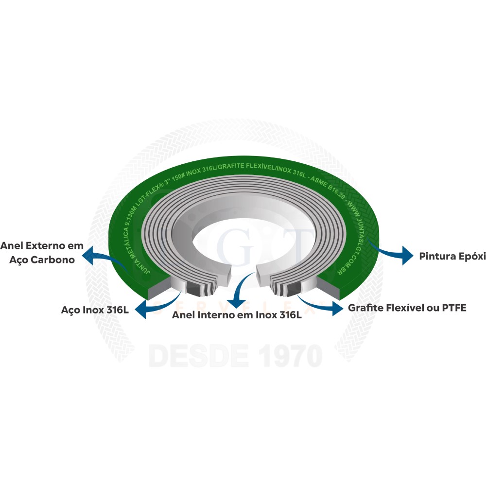Junta metálica 9.130M com anel interno