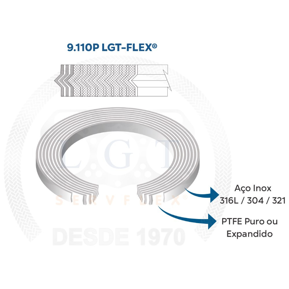9110P – Junta espiral inox/PTFE - Juntas LGT Loja Oficial | Produto Original